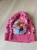 Růžová pletená čepice s potiskem Ledového království